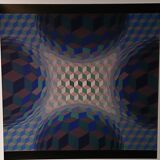 Plate by Victor Vasarely – "Universal Structure of the Hexagon" – Op A