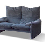 Sofa "Maralunga" by Vico Magistretti edition Cassina velvet bicolor