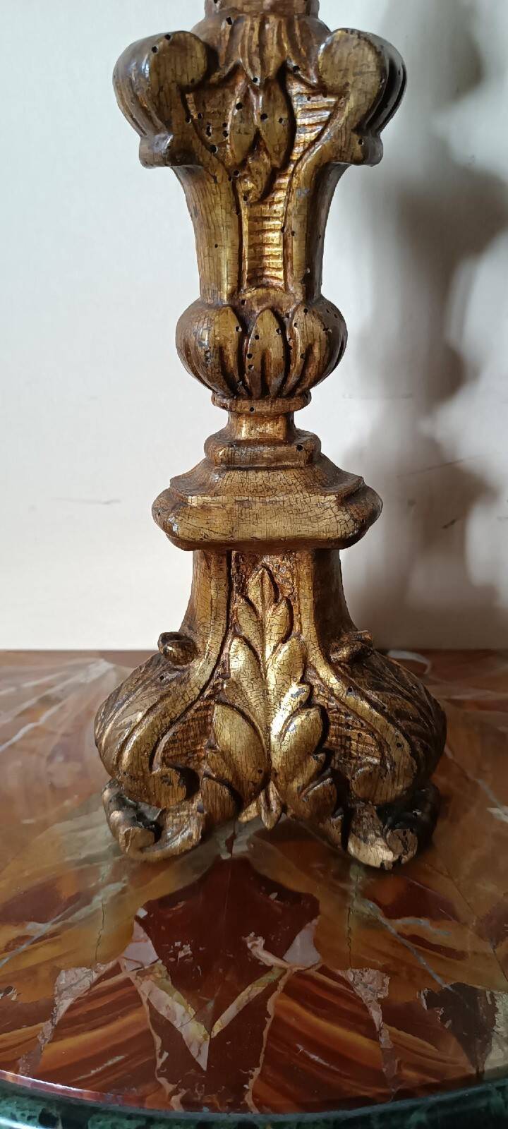 Antique gilded wooden candelabrum Louis XIV - 18th century