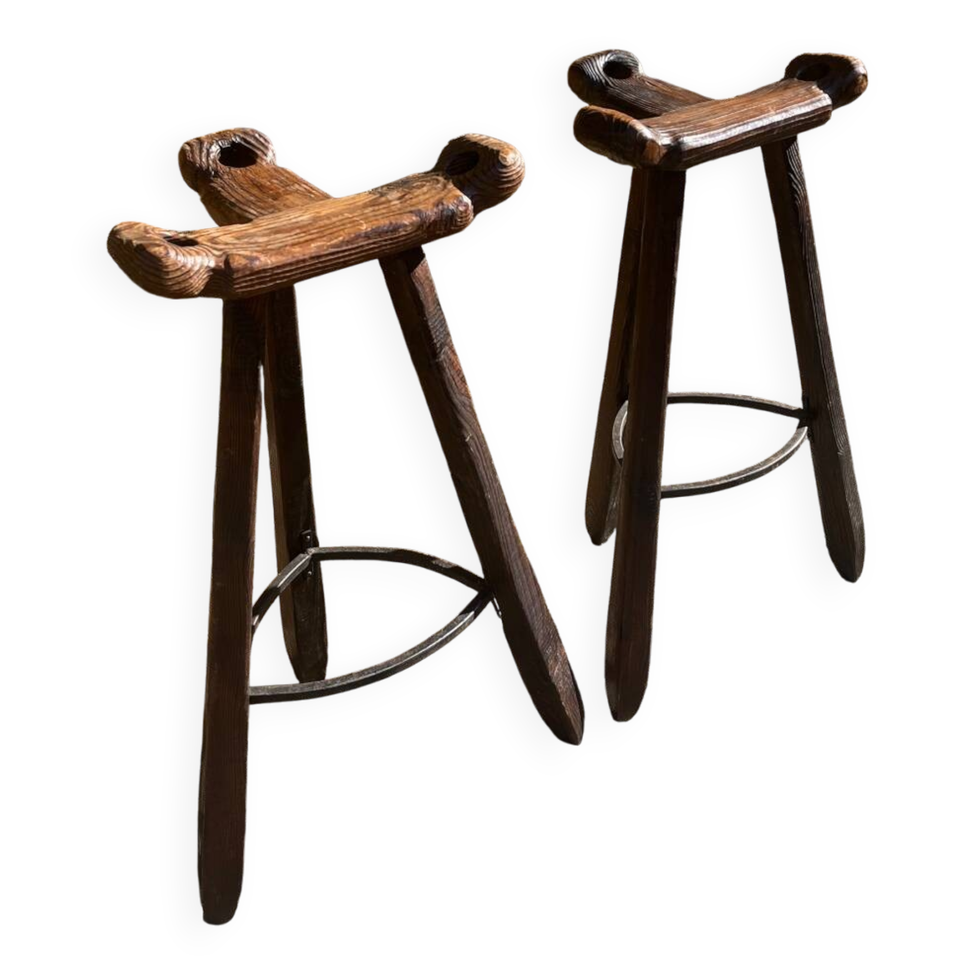 2 Brutalist "Marbella" bar stools, Confonorm Spain, 1960s