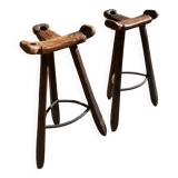 2 Brutalist "Marbella" bar stools, Confonorm Spain, 1960s