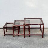 Suite of 3 bamboo nesting tables