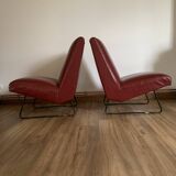 Pair of vintage burgundy red armchairs