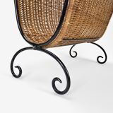 Wicker and curved metal magazine holders