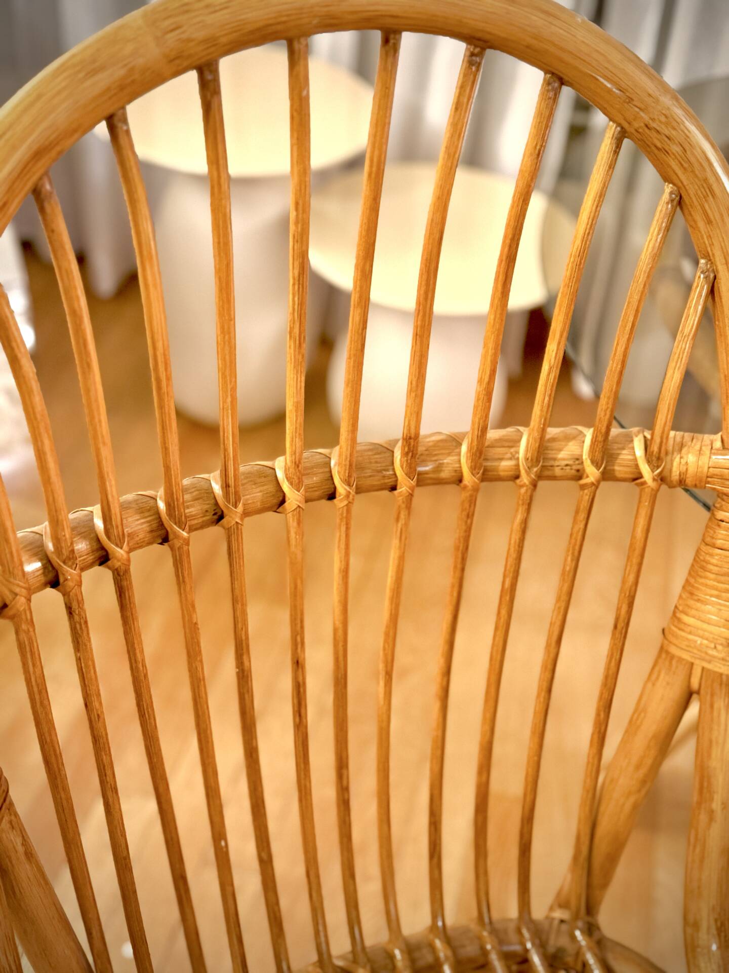 Smoked glass rattan table + chairs