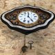 Clock pendulum ox eye wood decoration mother-of-pearl dial enamelled vintage