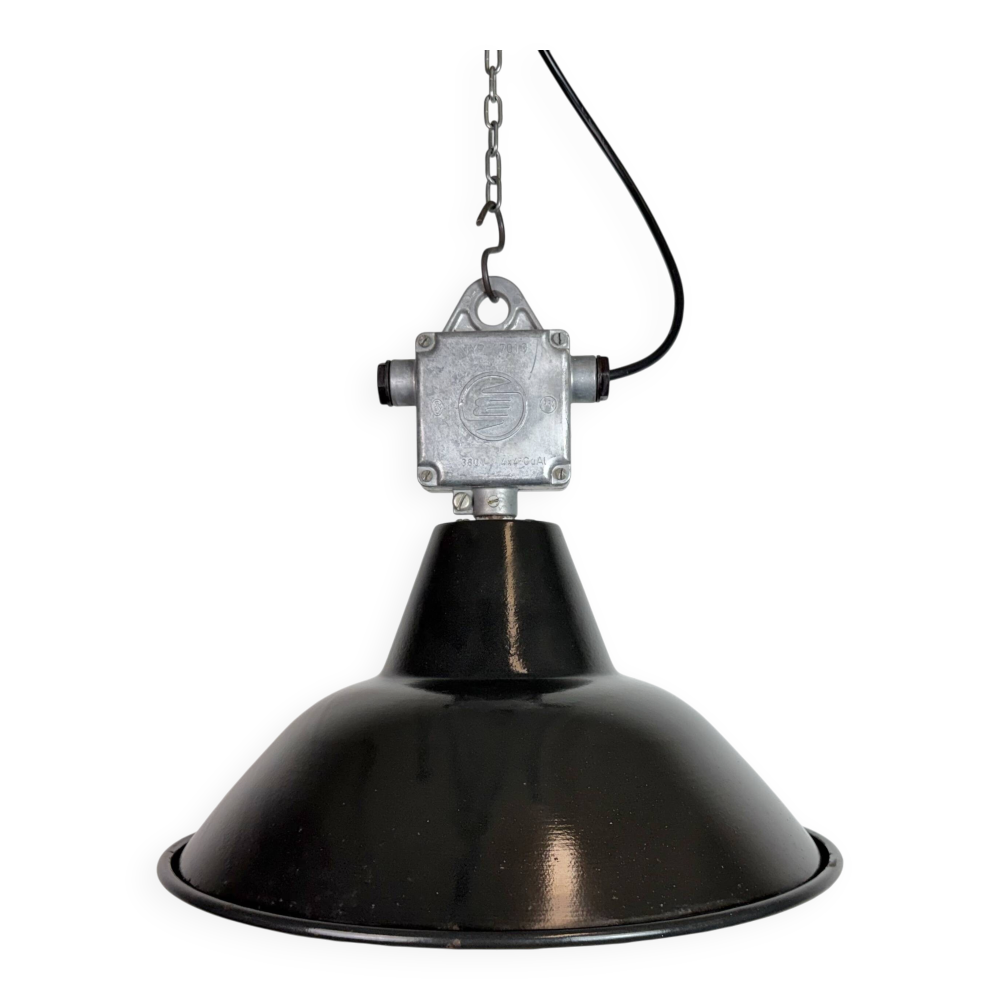 Industrial Black Enamel Pendant Lamp from Elektrosvit, 1960s