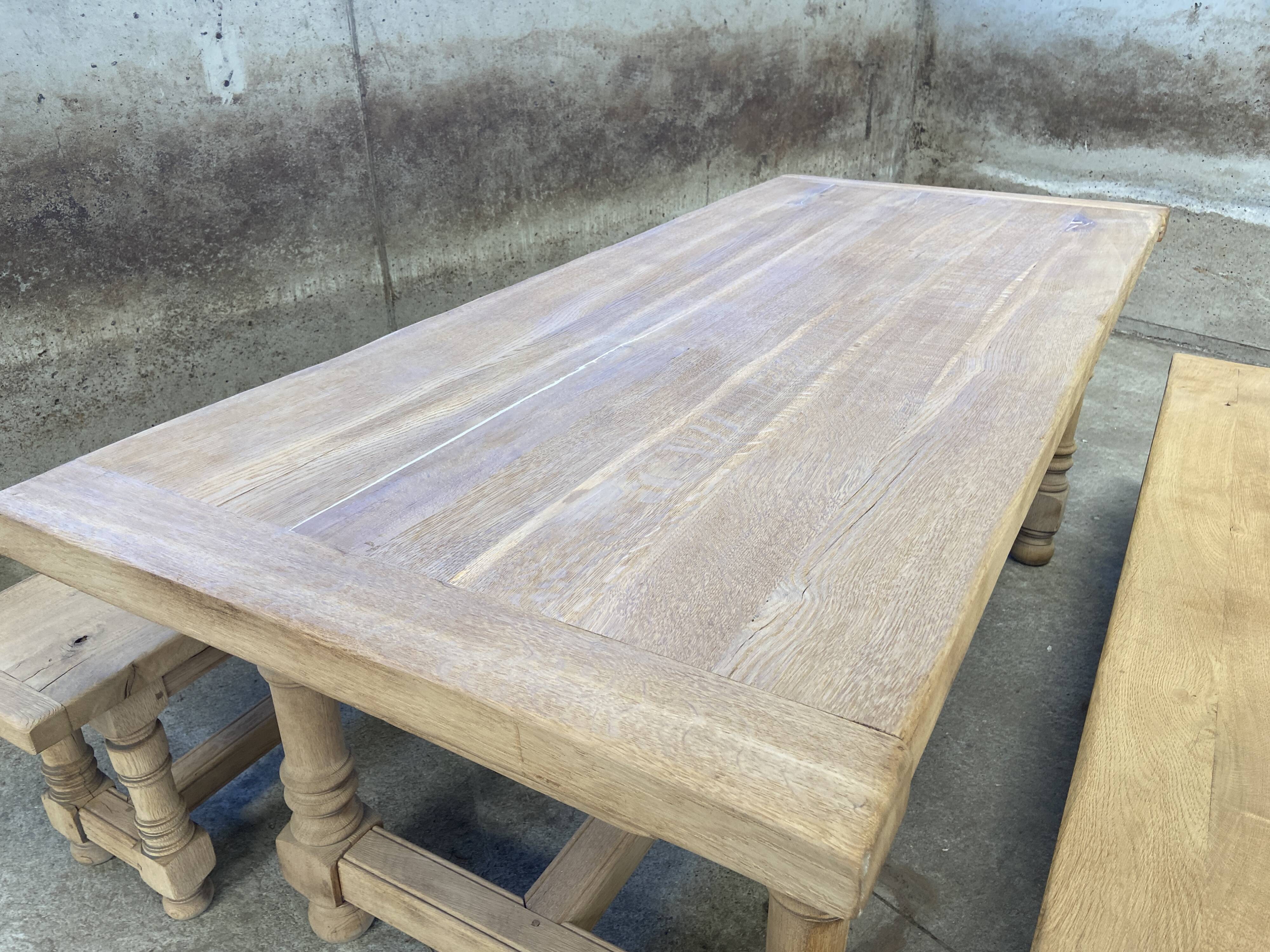 Large dining table monastery style raw natural oak