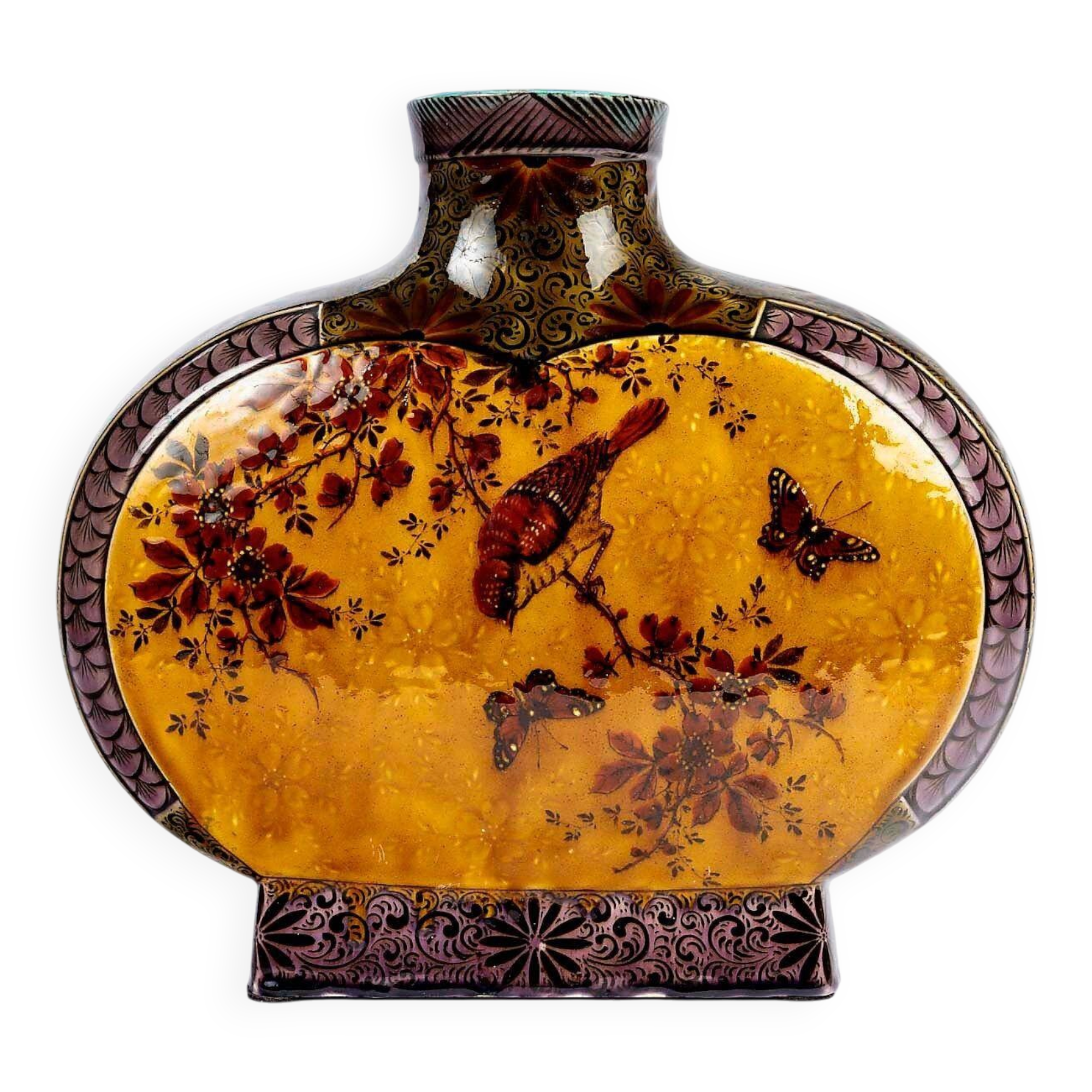 Théodore Deck (1823-1891) Vase. Japonese style in earthenware circa 1885