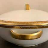 Porcelain tureen of Limoges Bernardaud, gilded Greek decoration, twentieth century