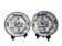 Moustiers, pairs of plates with wading bird design, scalloped edge, early 20th century.