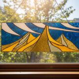 Vitrail paysage – Style Tiffany fait main, panneau décoratif