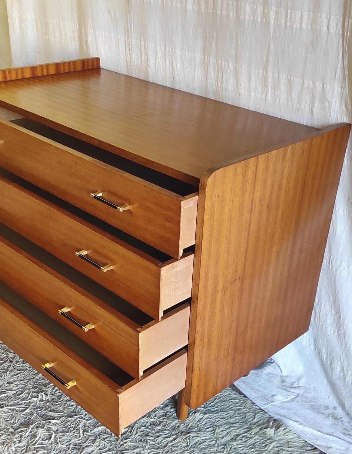 Modernist chest of drawers with 4 drawers in wood - 1950s/60s
