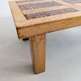 Brutalist elm wood coffee table 1970s