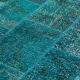 Hand-knotted oriental overdyed 200 cm x 298 cm turquoise patchwork rug