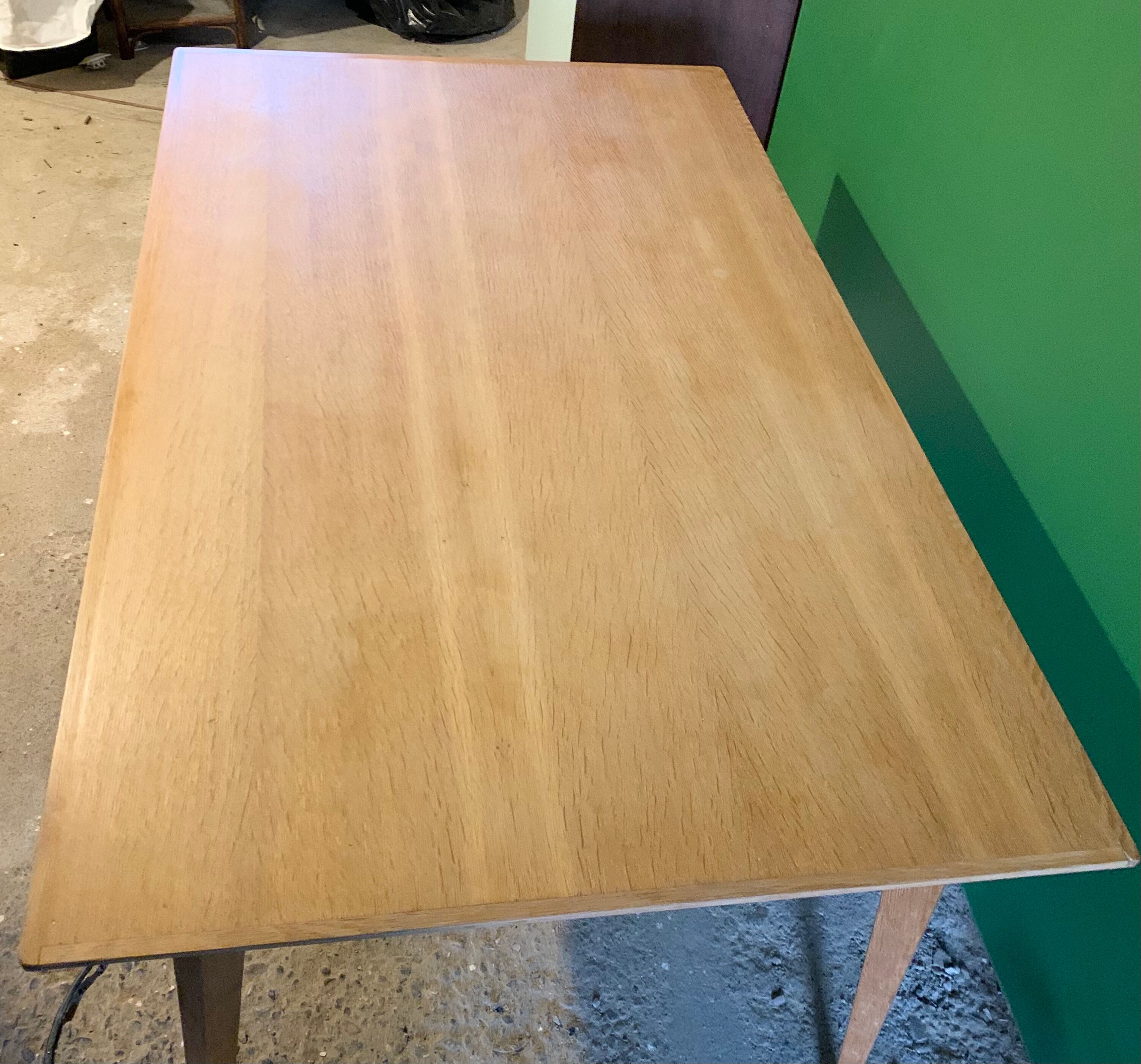 Scandinavian light wood table beveled top