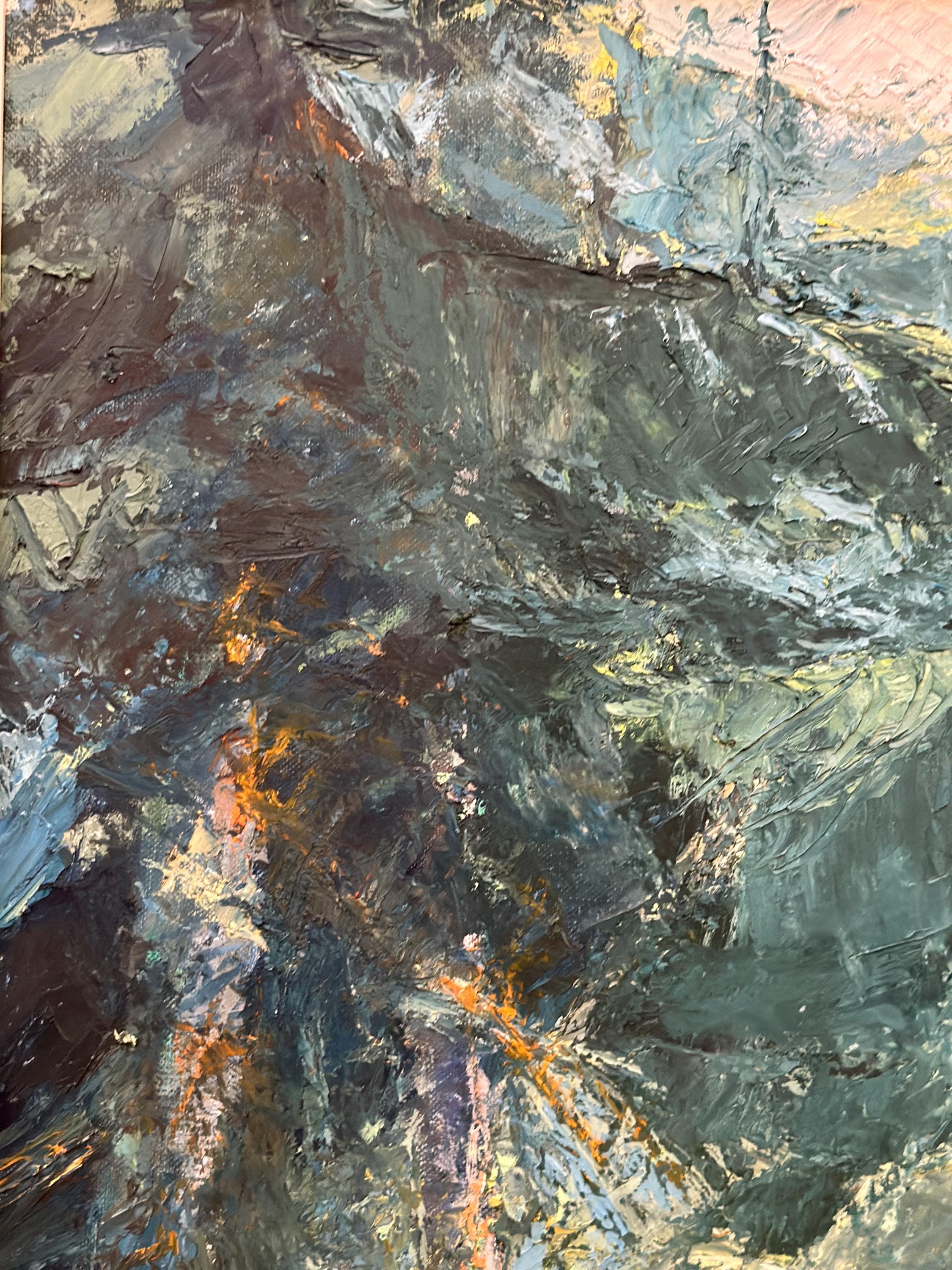 Original Mid Century Swedish Oil on Canva"Forest Brows" by Inga Öfjäll