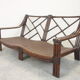 Mid century vintage boho 2-seater sofa with leather cushions