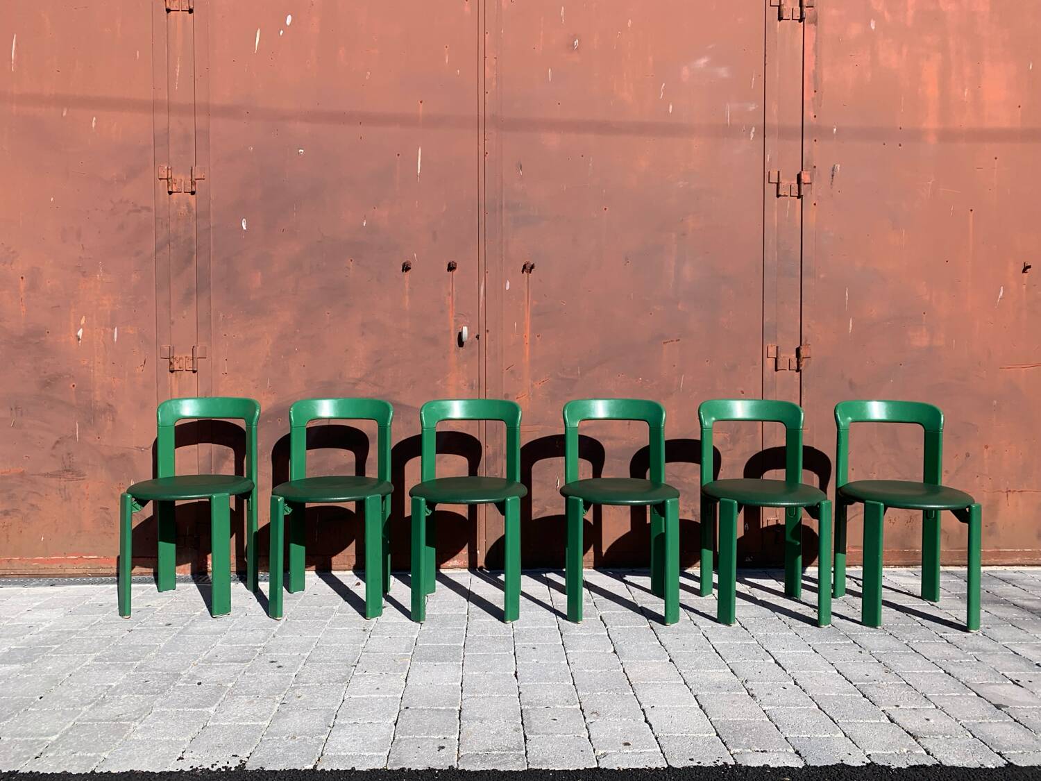 6 Bruno Rey Kush & coVerte Stackable Chairs Circa 1970