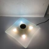 Plafonnier vintage années 60 en verre décoré design italien