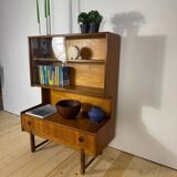 Vintage teak bookcase with glass doors – Scandinavian mid-century elegance