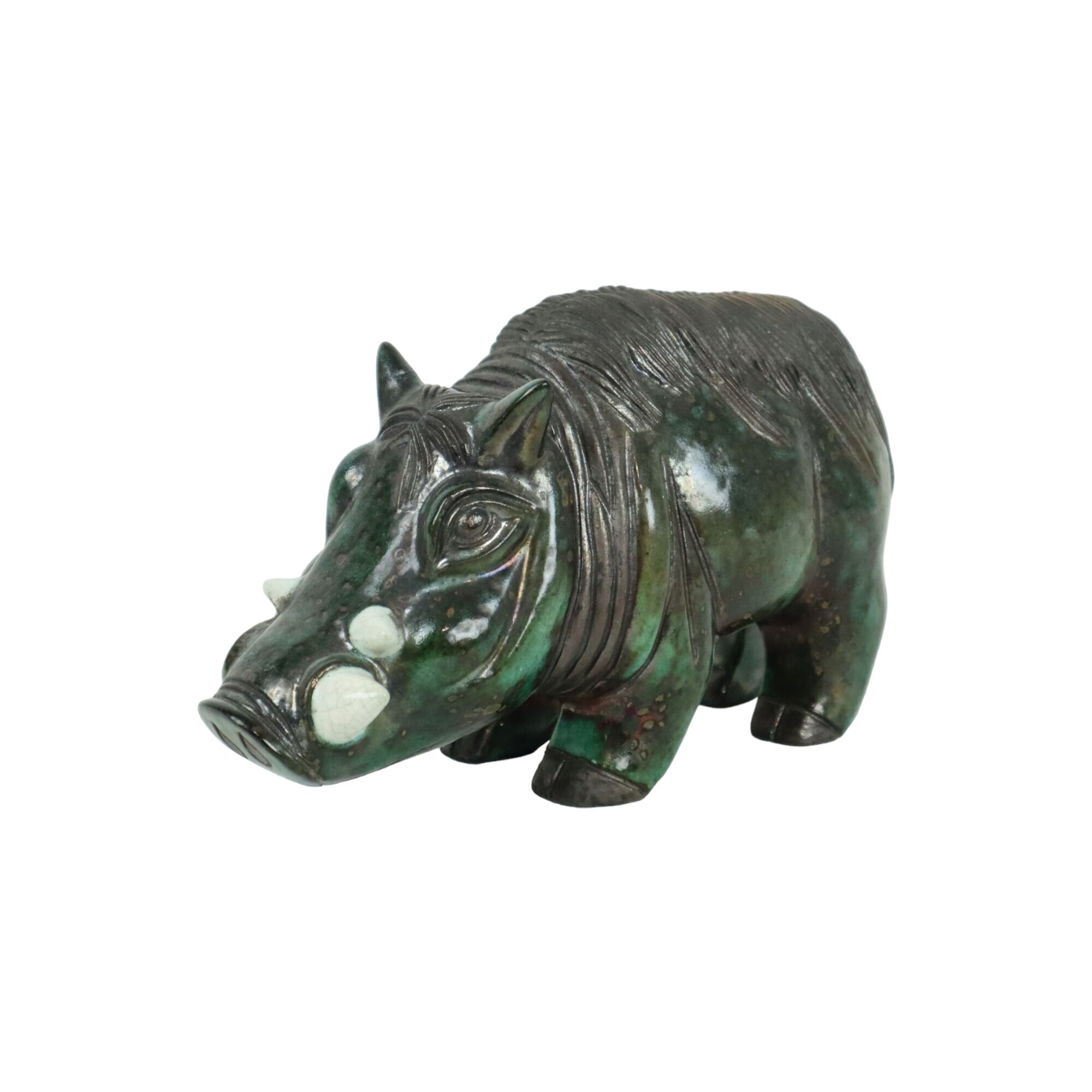 Warthog warthog statue sculpture ceramic pottery raku fired 23cm