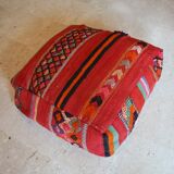 Pouf tapis berbère marocain rouge
