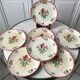 Set of 7 dessert plates gien model "lorraine" hand painted 30-40s