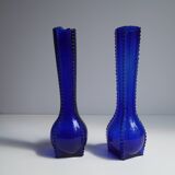 Pair of blue soliflore vases