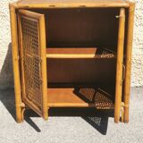 Vintage wood and rattan chest of drawers