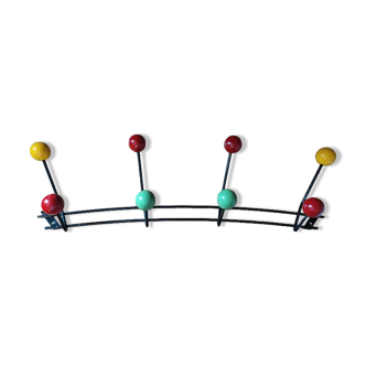 Coat rack patinated metal year 50 8 hooks balls wood dp 112261