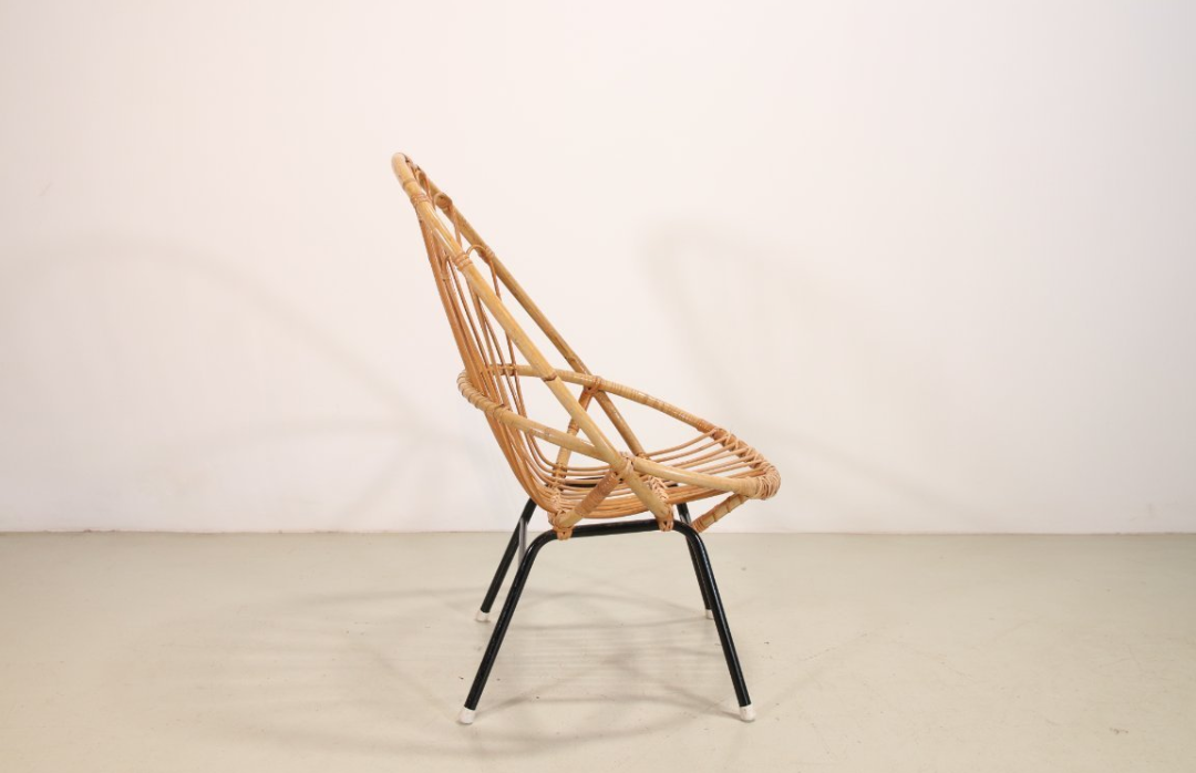 Vintage rattan wicker armchair by Rohe Noordwolde