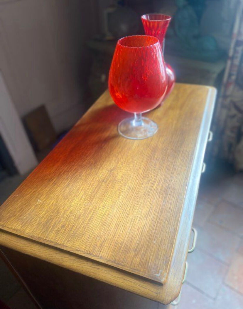 Vintage chest of drawers oak compass feet