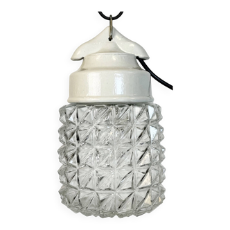 Vintage White Porcelain Pendant Light, 1970s