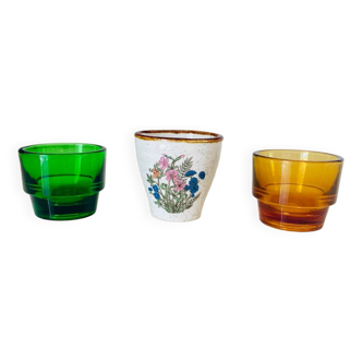 Set of 3 vintage egg cups 1970