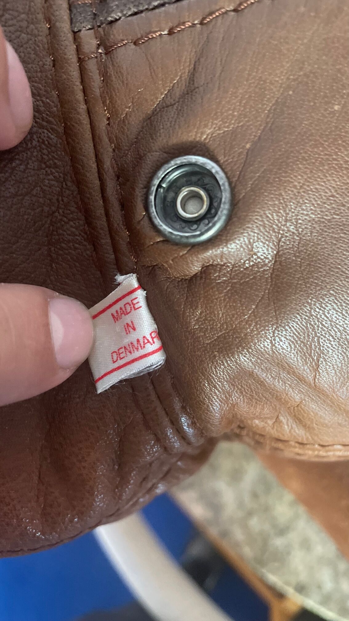 Armchair HS Denmark in leather and teak from the 60s