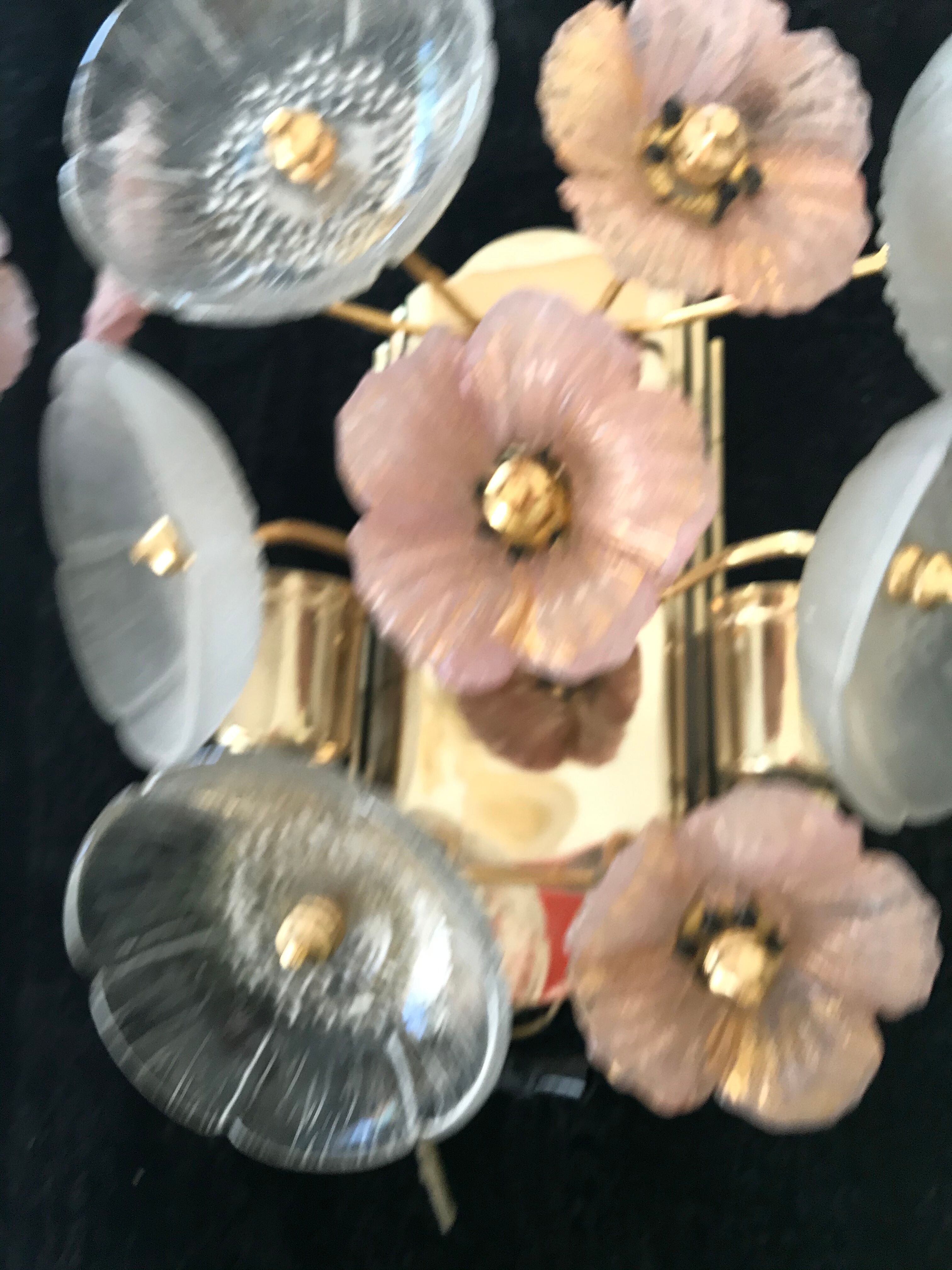 Murano pair of sconces in flower model 1980