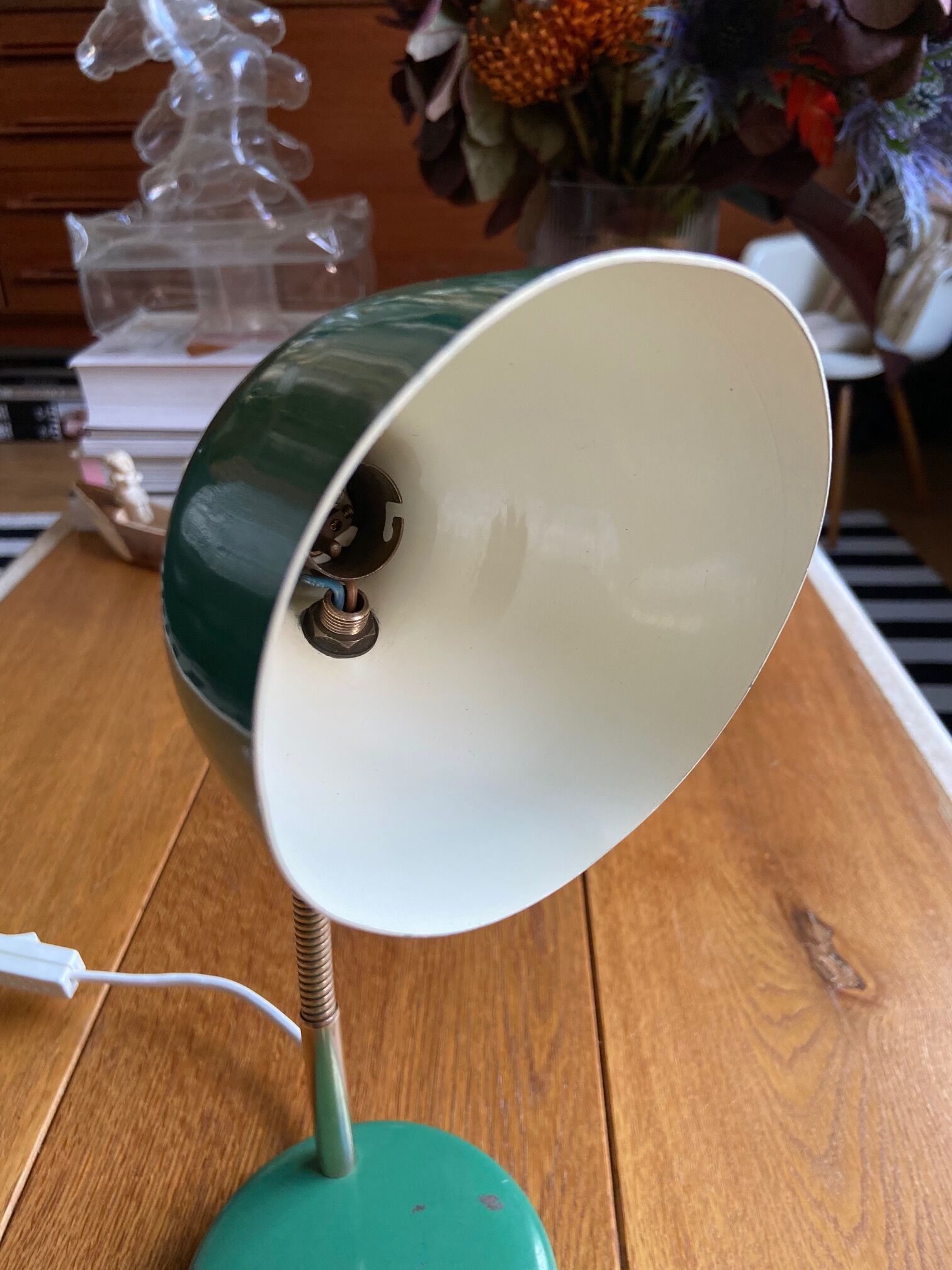 Green enamelled desk lamp