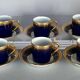 6 Limoges oven blue porcelain cups for Porcelainor Paris + case C582