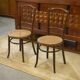 Pair of curved wooden bistro chairs stamped Fischel 1930s