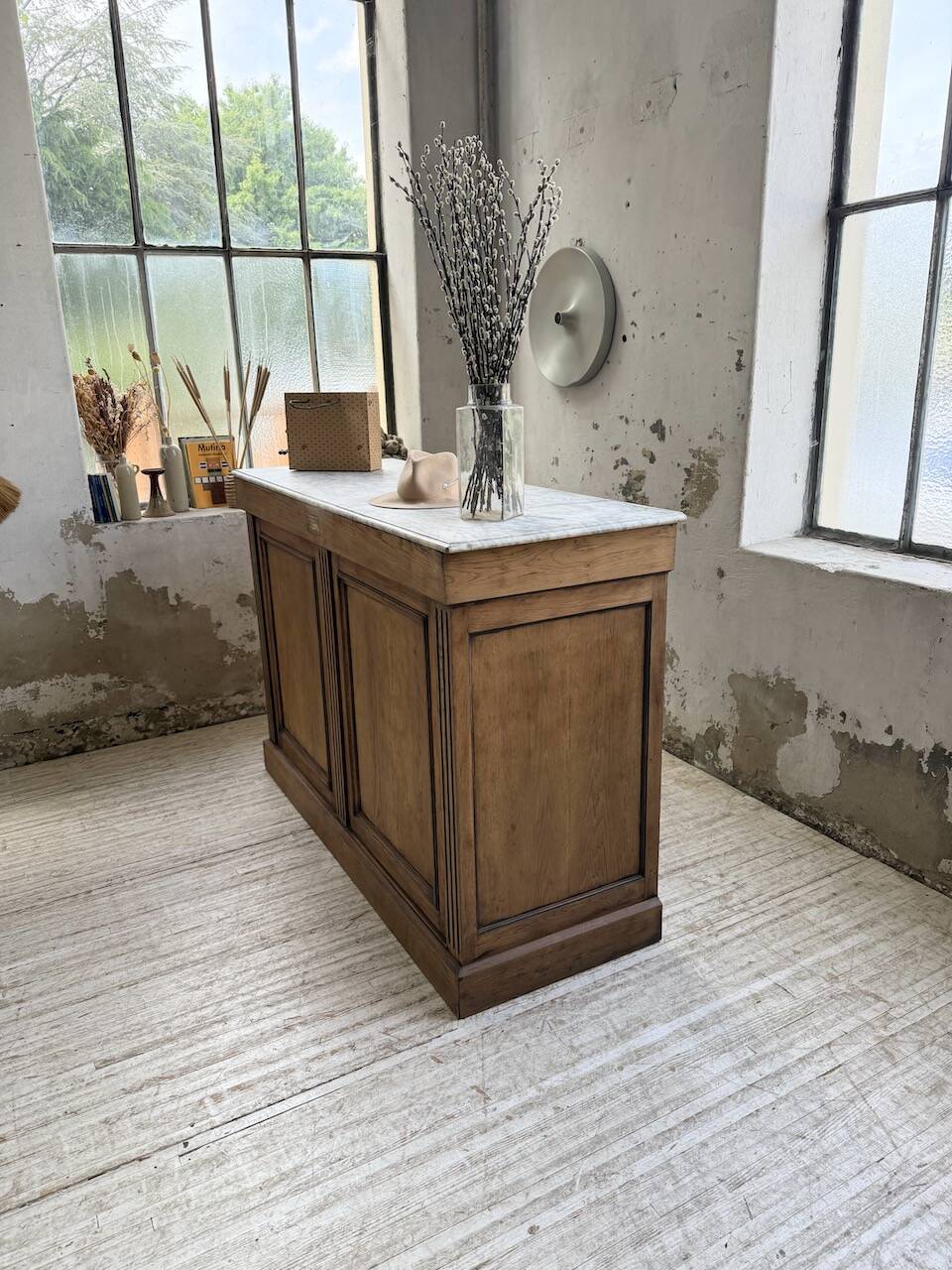 Oak and marble counter 1950