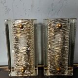 Pukeberg Wall Lamps – Pair Scandinavian Glass Sconces 1960s