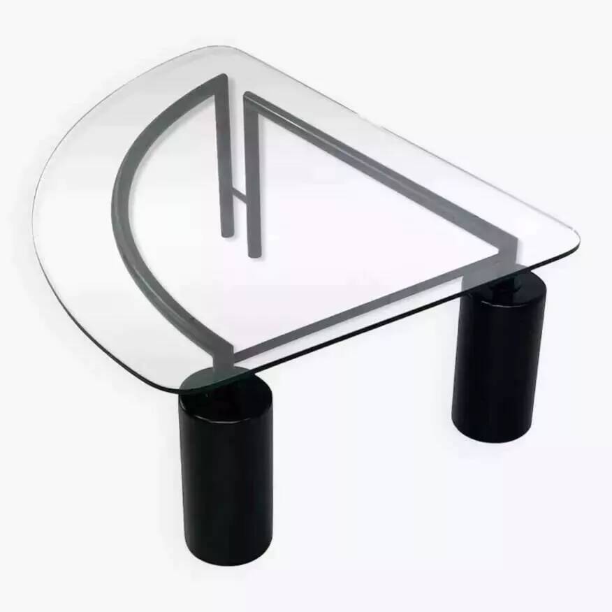 80s coffee table in metal and glass