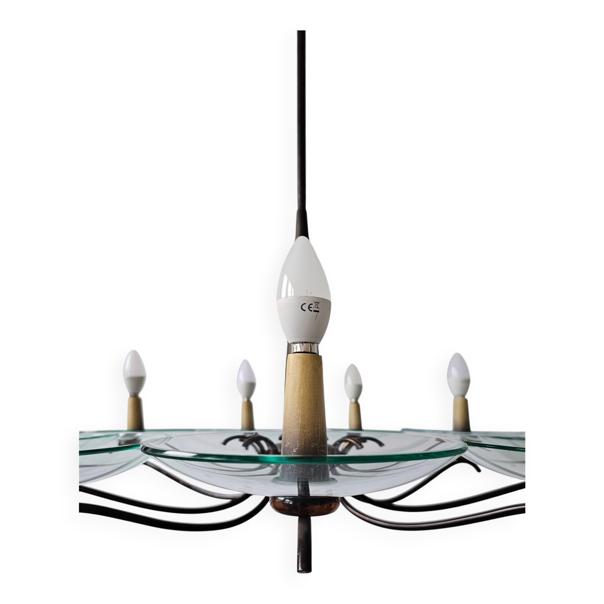 Brass Mid-Century Chandelier in the style of Pietro Chiesa
