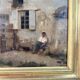 Oil painting on canvas by Adolphe Appian, farm courtyard, Lyon school, 19th century.
