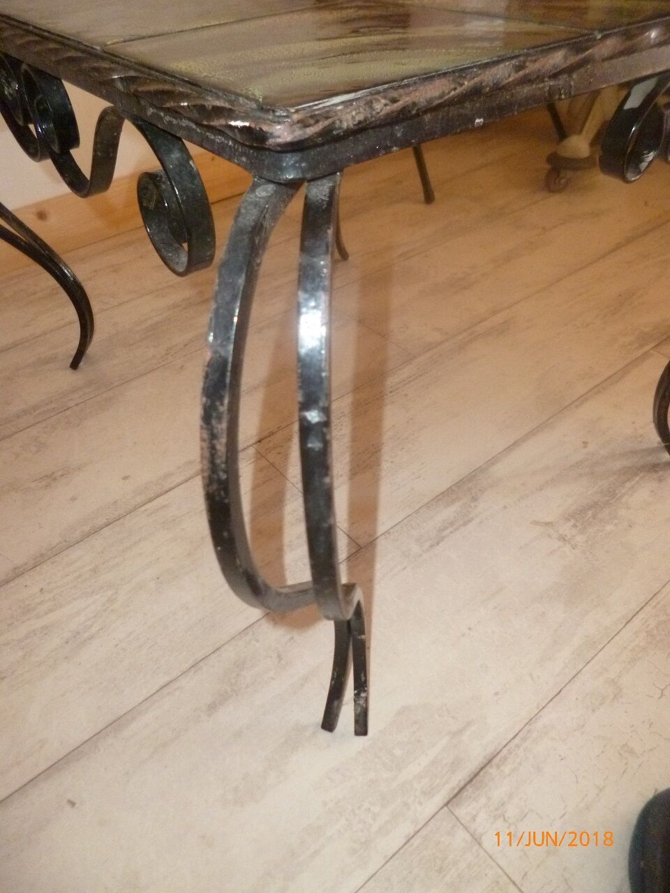 Coffee table iron forge 1960 1970 tiling