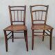 Set of 4 antique bistro chairs canned seats