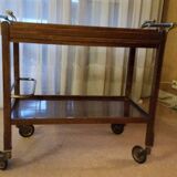 Vintage rolling service (wood, glass and brass)