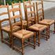 6 solid wood and straw chairs with high farmhouse-style backs