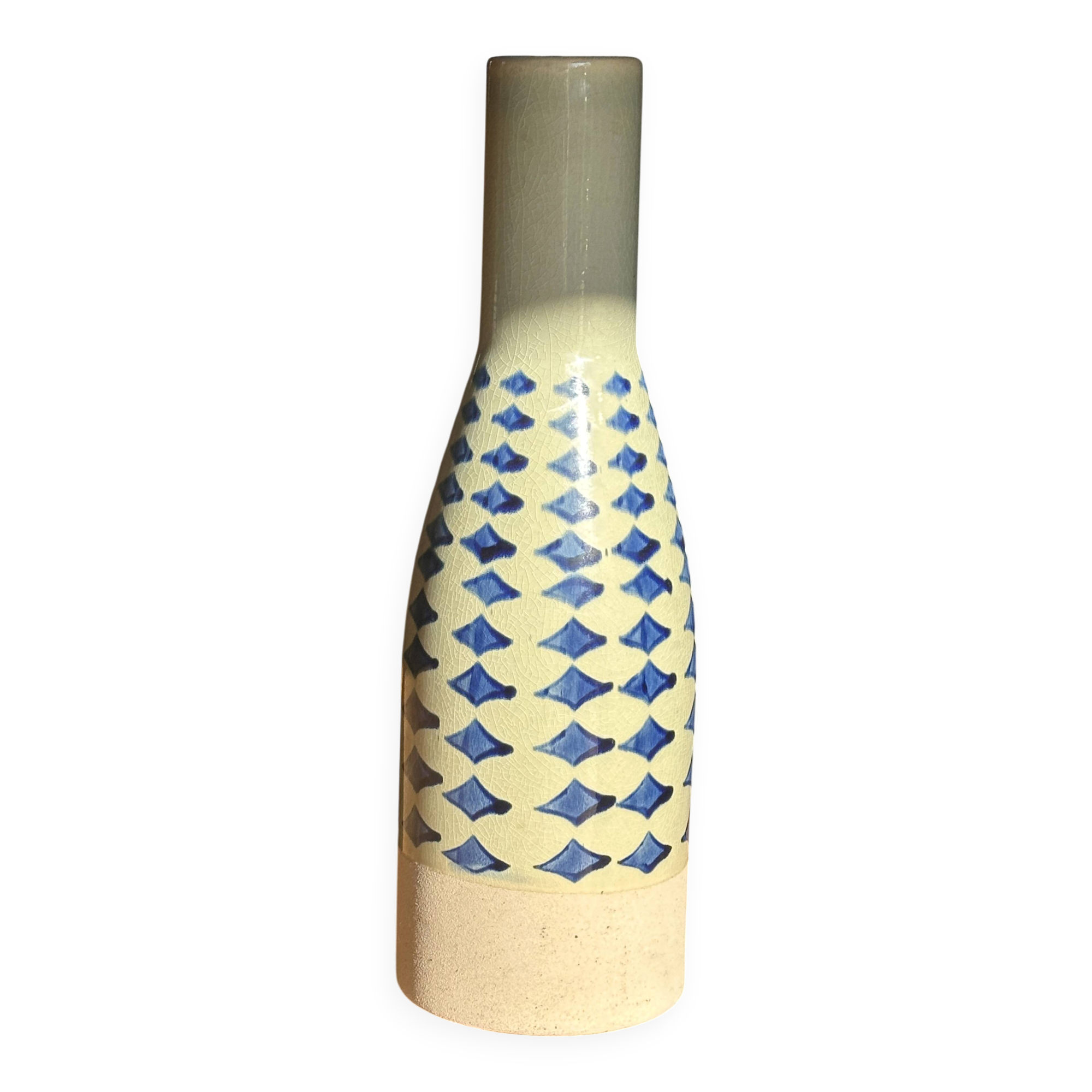 Large ceramic vase — blue pattern